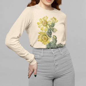 Whipple Cholla Vintage Floral Print Long Sleeve Graphic Tee T-shirt S M L XL